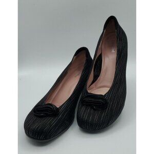 BeautiFeel Dona Pump Black Trateggio Suede 40.5 Floral Rosette Comfort Low Heel